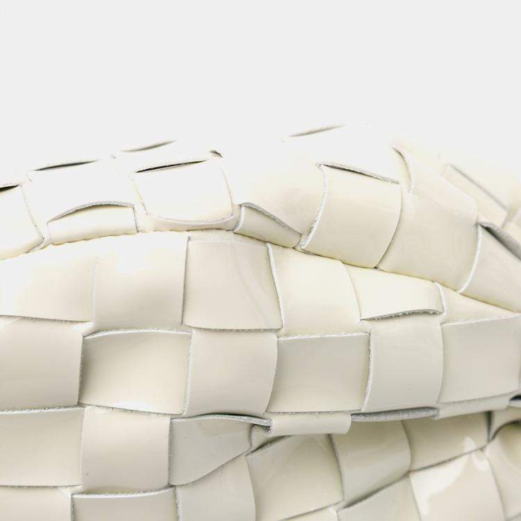 Pre Owned Bottega Veneta White Mini Patent Intrecciato Jodie