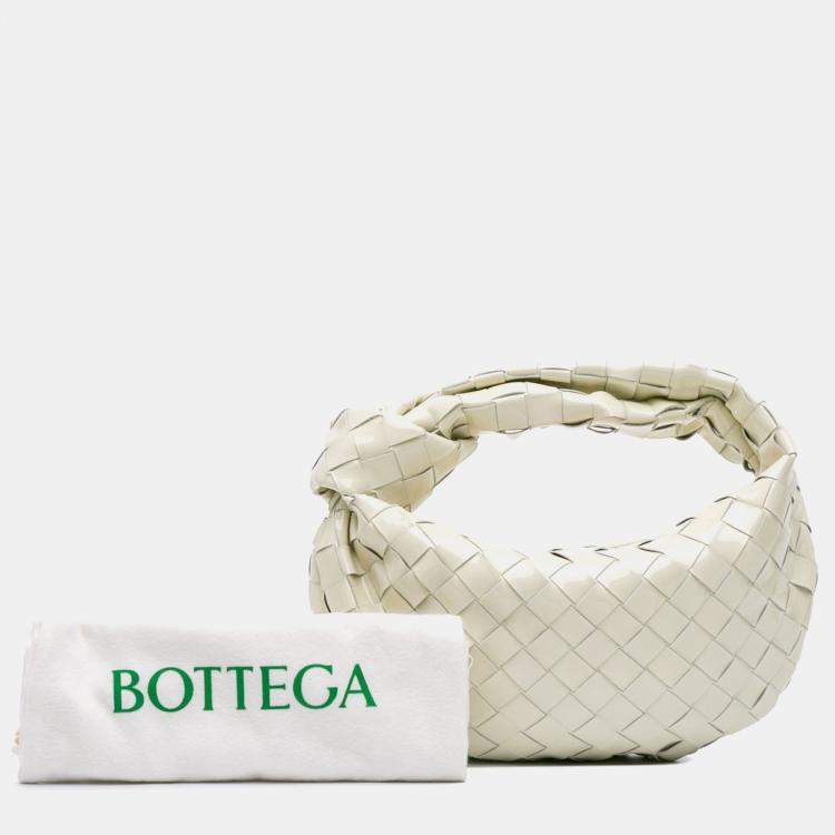 Pre Owned Bottega Veneta White Mini Patent Intrecciato Jodie