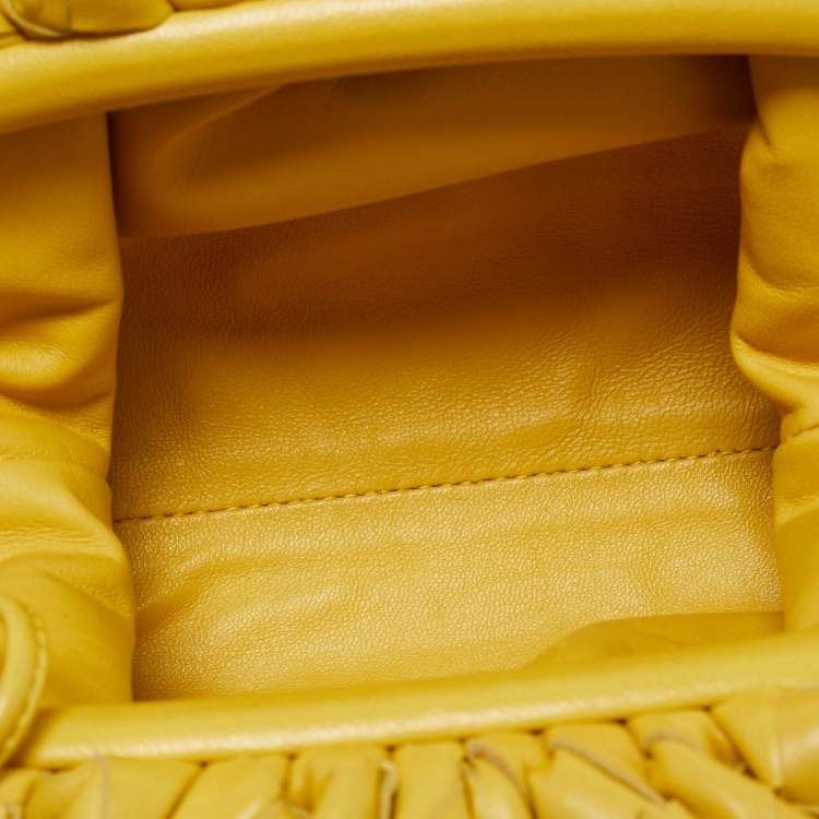 Pre Owned Bottega Veneta Yellow Intrecciato Leather Mini The Pouch Bag