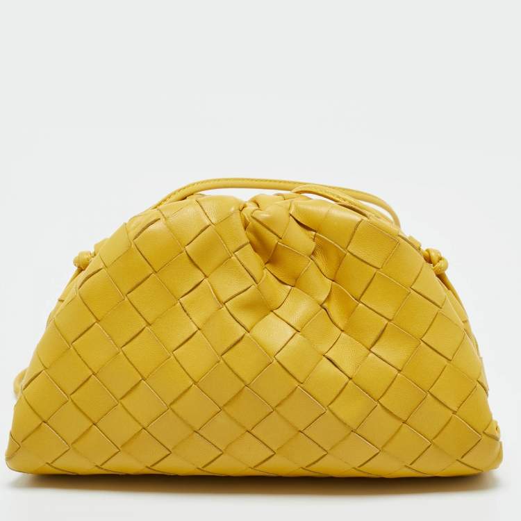 Pre Owned Bottega Veneta Yellow Intrecciato Leather Mini The Pouch Bag