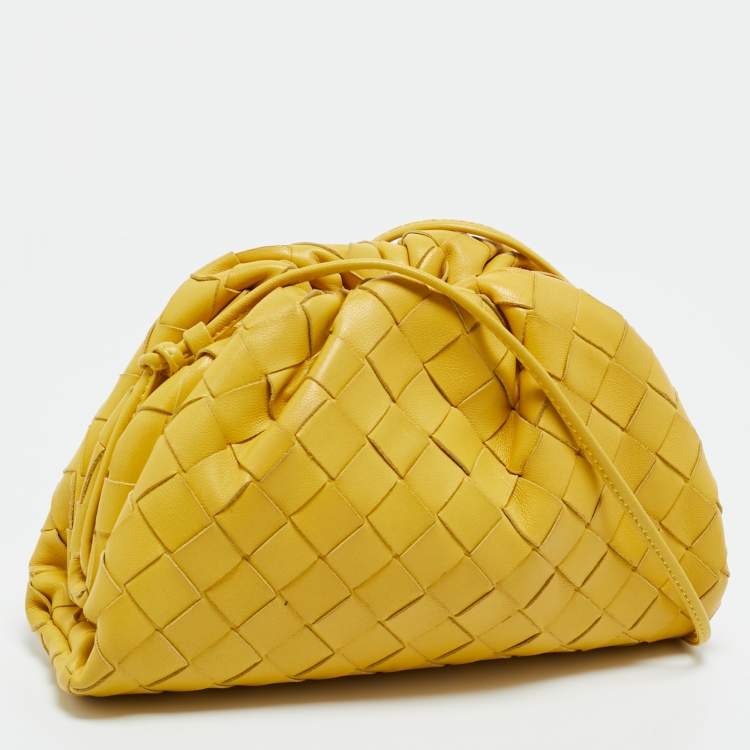 Pre Owned Bottega Veneta Yellow Intrecciato Leather Mini The Pouch Bag
