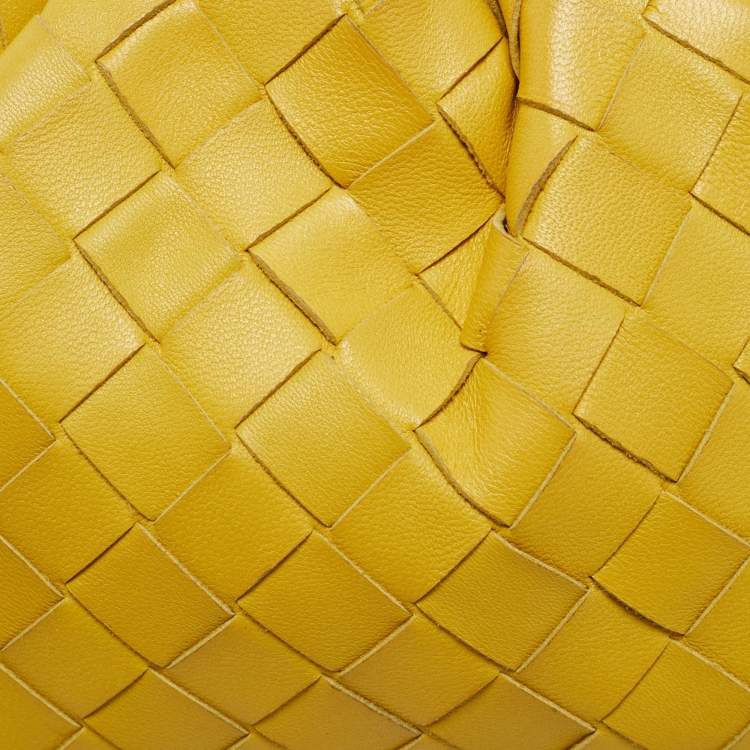 Pre Owned Bottega Veneta Yellow Intrecciato Leather Mini The Pouch Bag