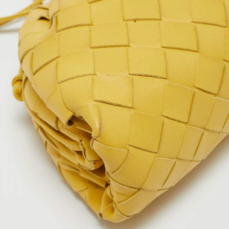 Pre Owned Bottega Veneta Yellow Intrecciato Leather Mini The Pouch Bag
