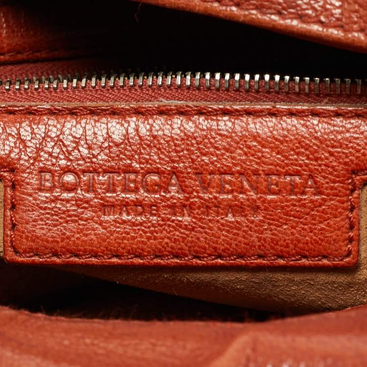 Pre Owned Bottega Veneta Brown Leather Grommet Frame Boston Bag