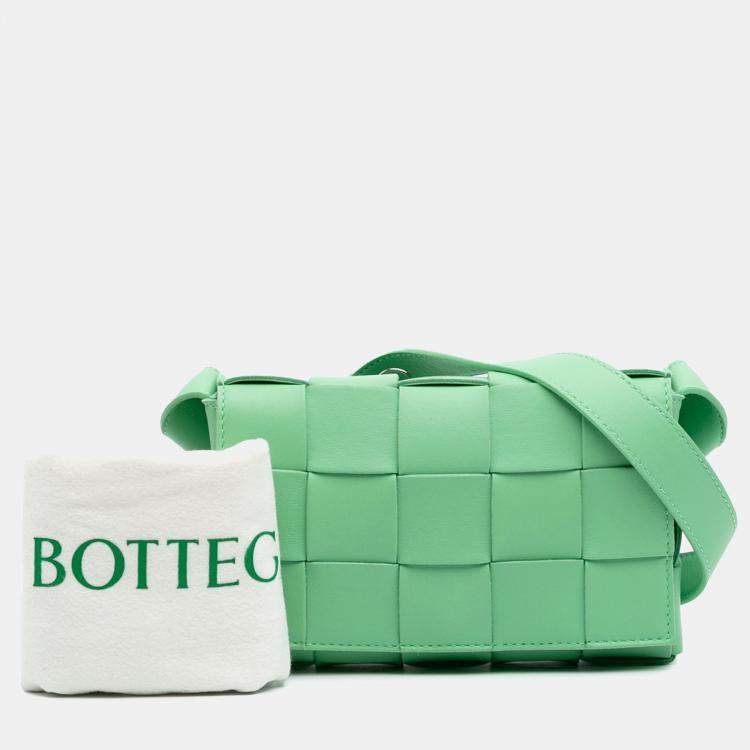 مملوكة مسبقًا Bottega Veneta Green Small Nappa Intrecciato Cassette Crossbody