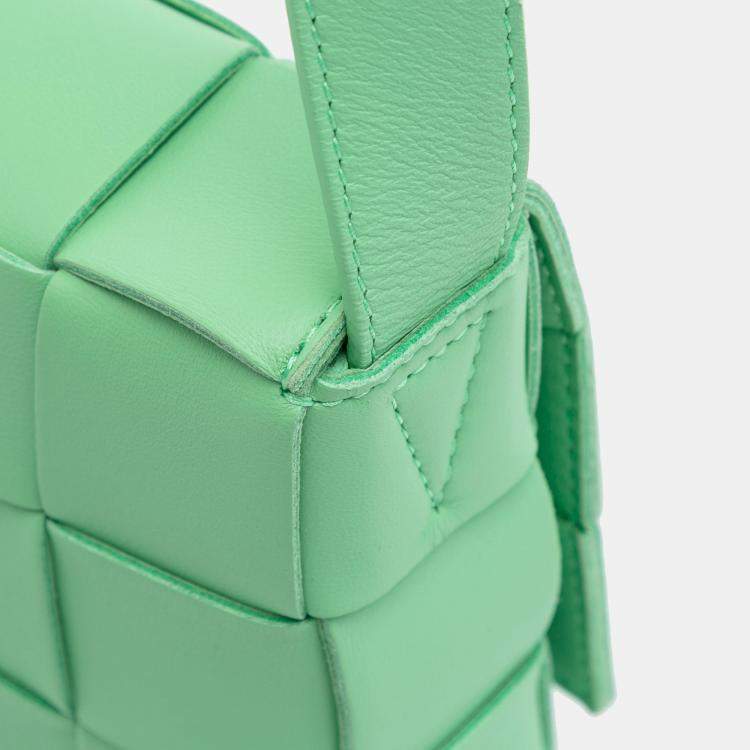 مملوكة مسبقًا Bottega Veneta Green Small Nappa Intrecciato Cassette Crossbody