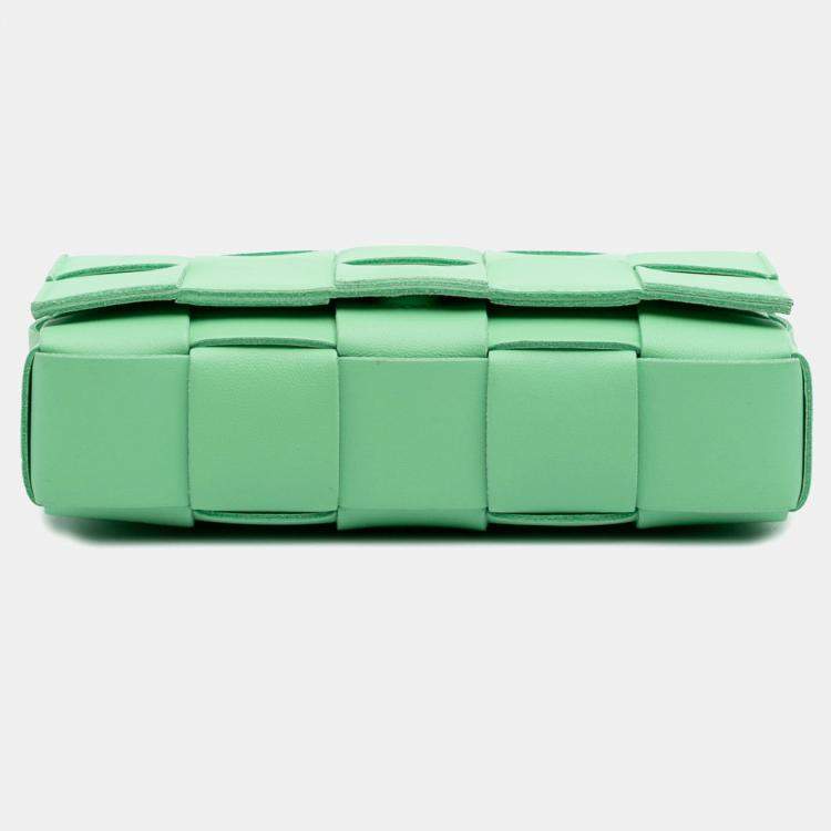 مملوكة مسبقًا Bottega Veneta Green Small Nappa Intrecciato Cassette Crossbody