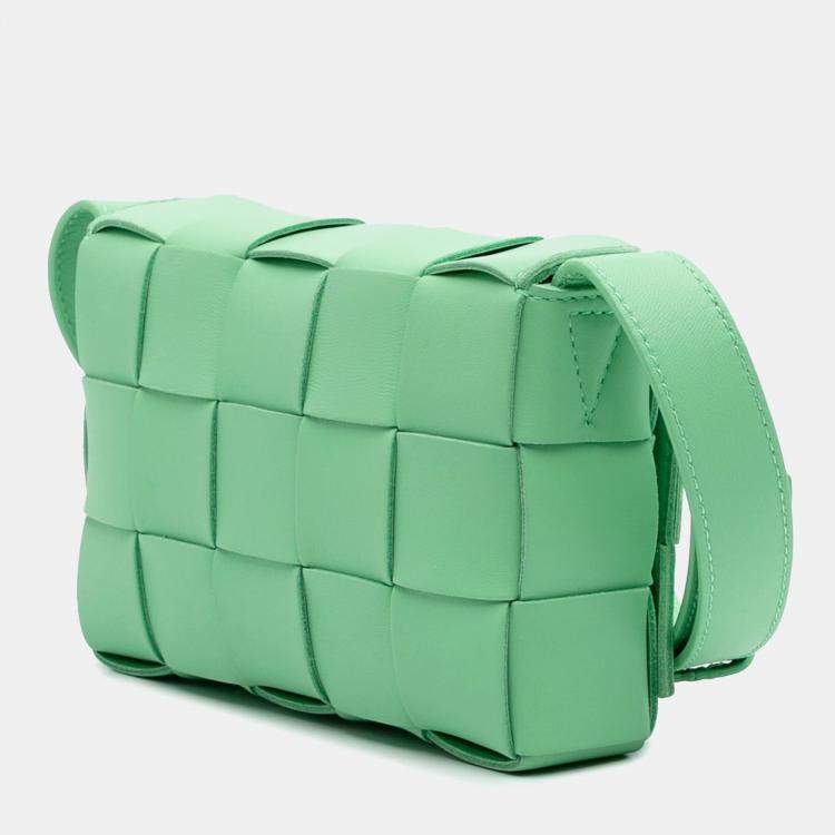 مملوكة مسبقًا Bottega Veneta Green Small Nappa Intrecciato Cassette Crossbody