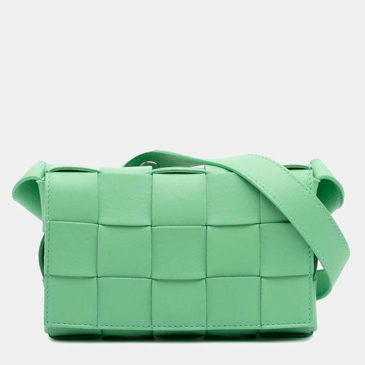 مملوكة مسبقًا Bottega Veneta Green Small Nappa Intrecciato Cassette Crossbody