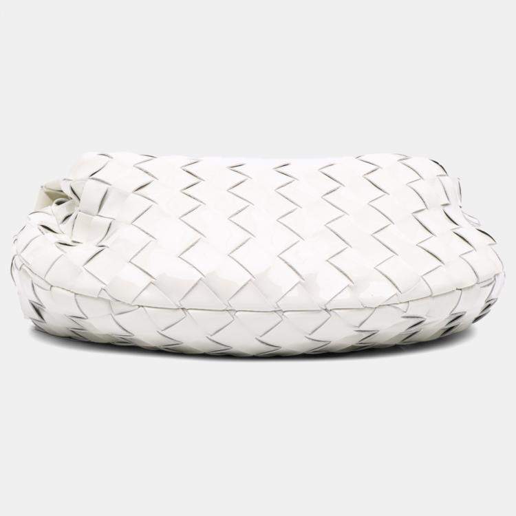 Pre Owned Bottega Veneta White Mini Patent Intrecciato Jodie