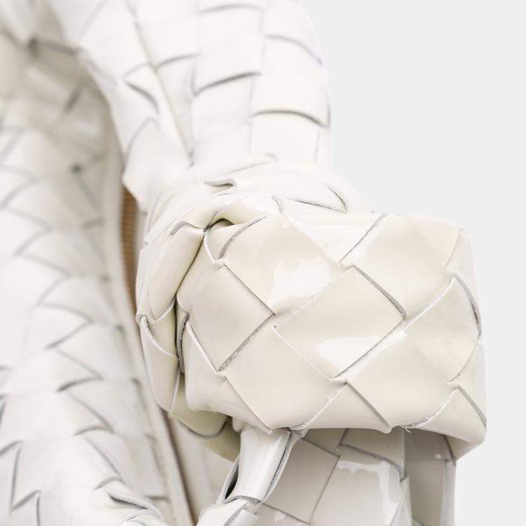 Pre Owned Bottega Veneta White Mini Patent Intrecciato Jodie