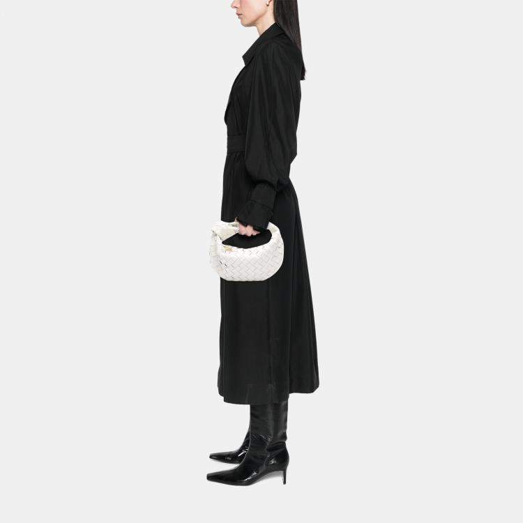 Pre Owned Bottega Veneta White Mini Patent Intrecciato Jodie