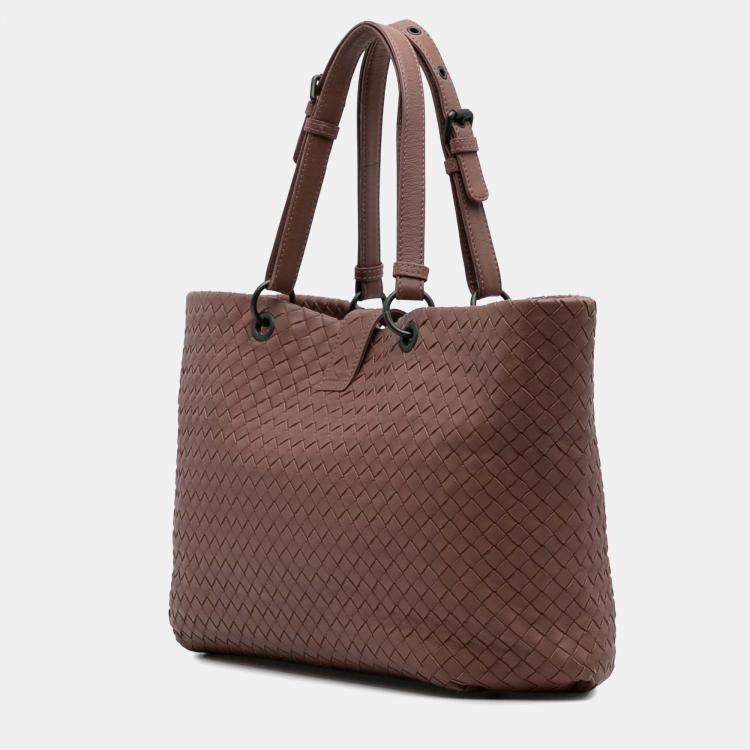 Pre Owned Bottega Veneta Pink Large Nappa Intrecciato Capri Tote
