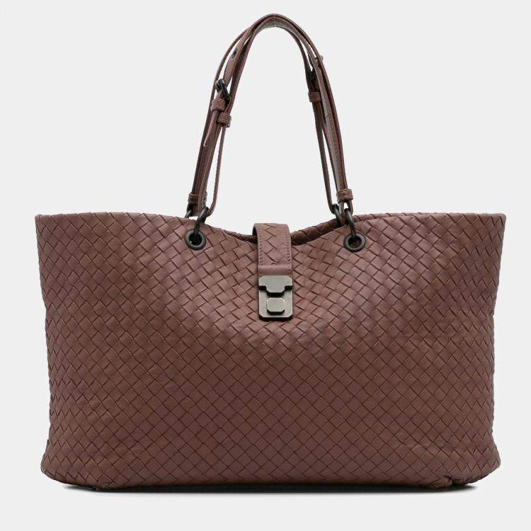 Pre Owned Bottega Veneta Pink Large Nappa Intrecciato Capri Tote