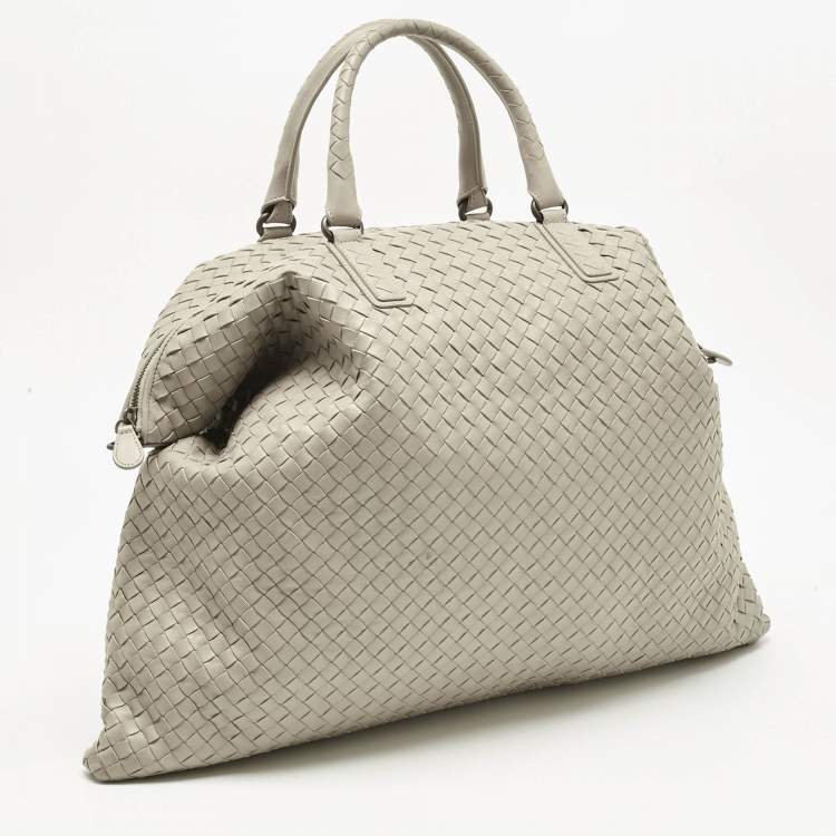 Pre Owned Bottega Veneta Beige Intrecciato Leather Maxi Convertible Tote