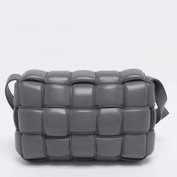 Pre Owned Bottega Veneta Grey Padded Leather Cassette Shoulder Bag