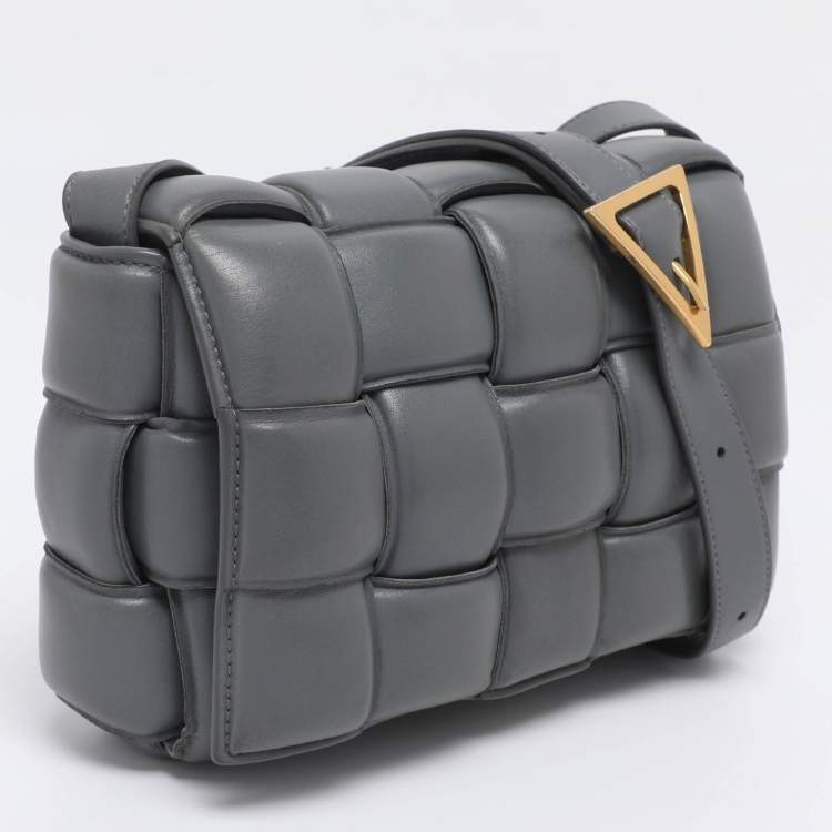 Pre Owned Bottega Veneta Grey Padded Leather Cassette Shoulder Bag