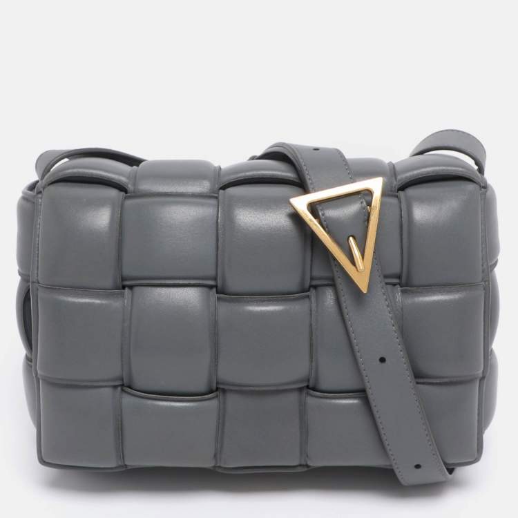 Pre Owned Bottega Veneta Grey Padded Leather Cassette Shoulder Bag