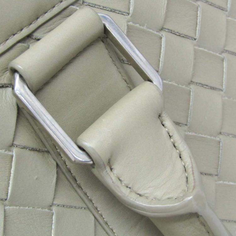 Pre Owned Bottega Veneta Intrecciato Large Light Green Leather Tote Bag