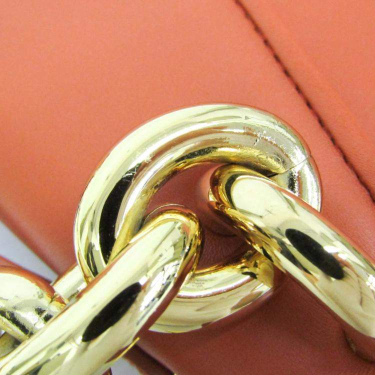 Pre Owned Bottega Veneta Mount Orange Leather Shoulder Bag