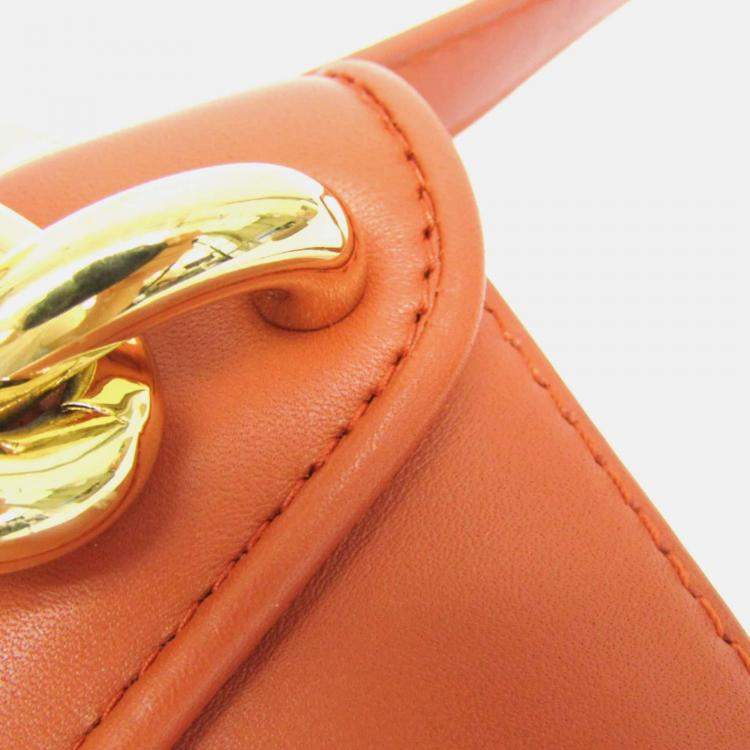 Pre Owned Bottega Veneta Mount Orange Leather Shoulder Bag