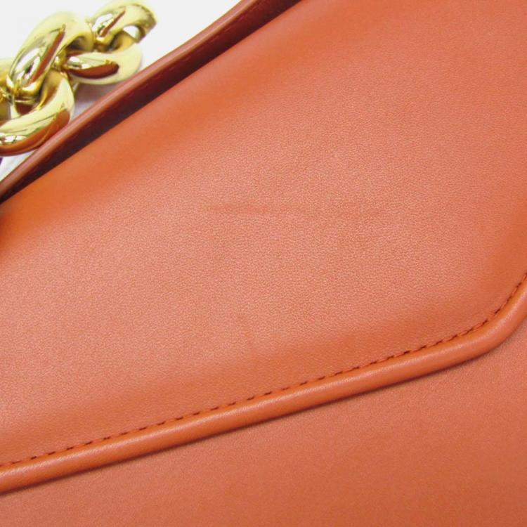 Pre Owned Bottega Veneta Mount Orange Leather Shoulder Bag