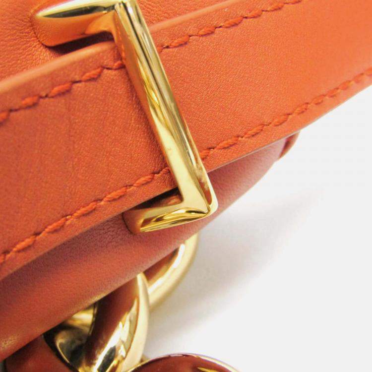 Pre Owned Bottega Veneta Mount Orange Leather Shoulder Bag