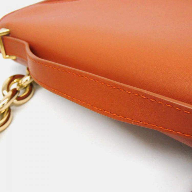 Pre Owned Bottega Veneta Mount Orange Leather Shoulder Bag