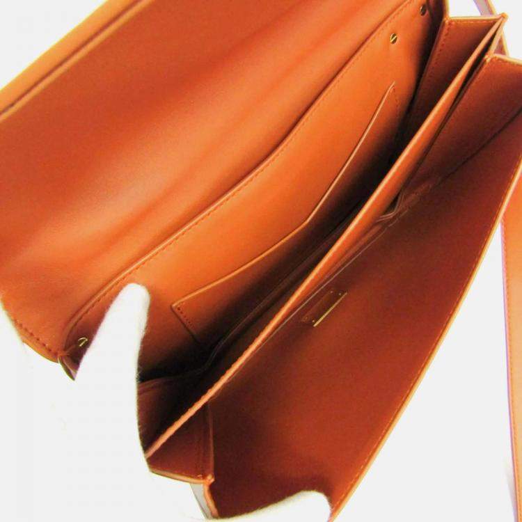 Pre Owned Bottega Veneta Mount Orange Leather Shoulder Bag