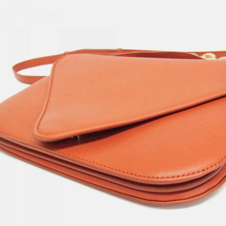 Pre Owned Bottega Veneta Mount Orange Leather Shoulder Bag