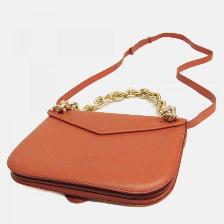 Pre Owned Bottega Veneta Mount Orange Leather Shoulder Bag