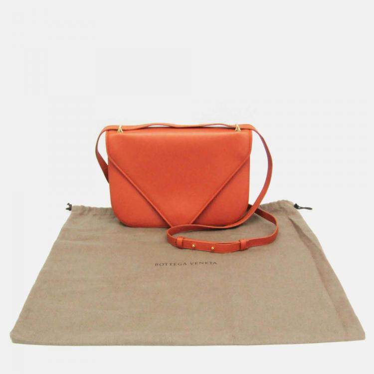 Pre Owned Bottega Veneta Mount Orange Leather Shoulder Bag