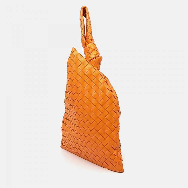 Pre Owned Bottega Veneta Orange Leather BV Twist