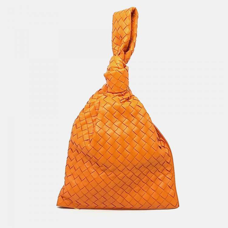 Pre Owned Bottega Veneta Orange Leather BV Twist