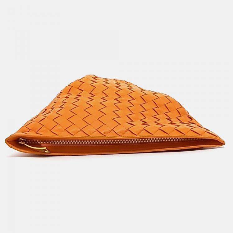 Pre Owned Bottega Veneta Orange Leather BV Twist