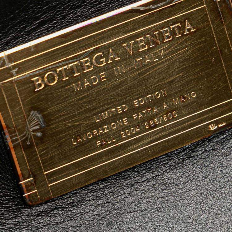 Pre Owned Bottega Veneta Black Medium Lambskin Intreccio Cabat Tote
