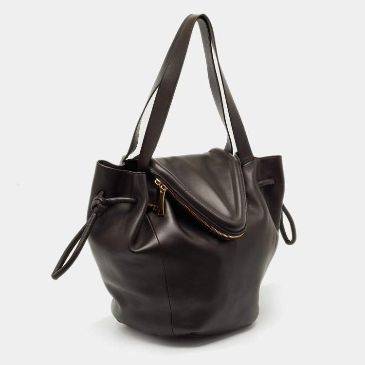 Pre Owned Bottega Veneta Cacao Leather Large Beak Tote