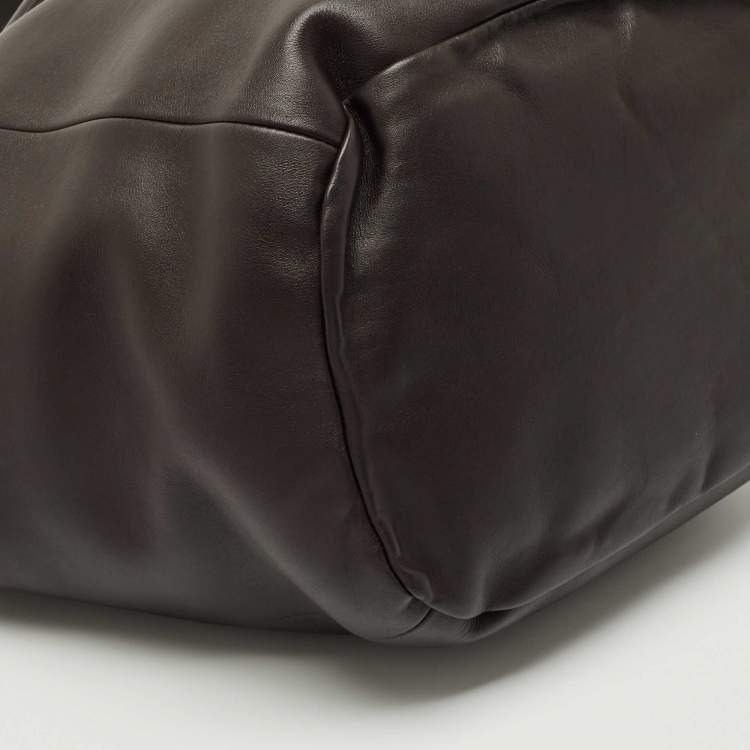 Pre Owned Bottega Veneta Cacao Leather Large Beak Tote