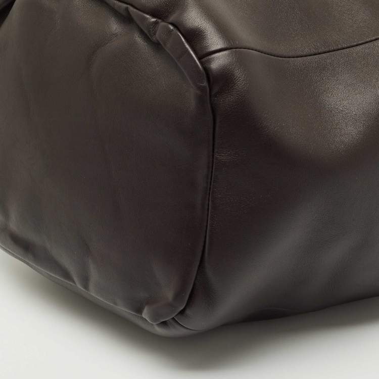 Pre Owned Bottega Veneta Cacao Leather Large Beak Tote