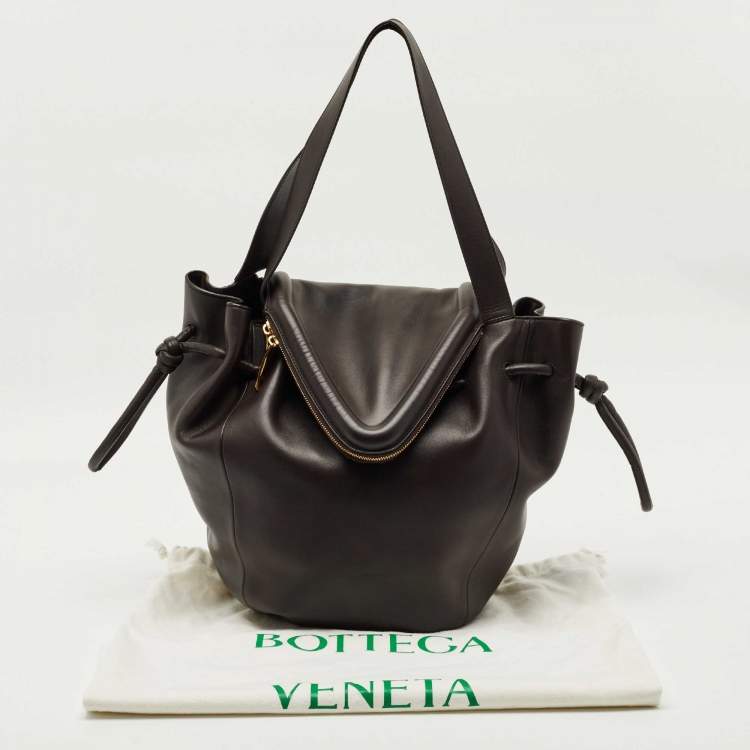 Pre Owned Bottega Veneta Cacao Leather Large Beak Tote