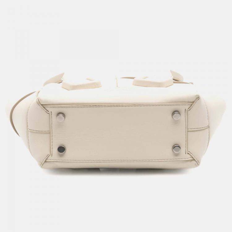 Pre Owned Bottega Veneta White Mini Calfskin Maxi Intrecciato Arco Satchel
