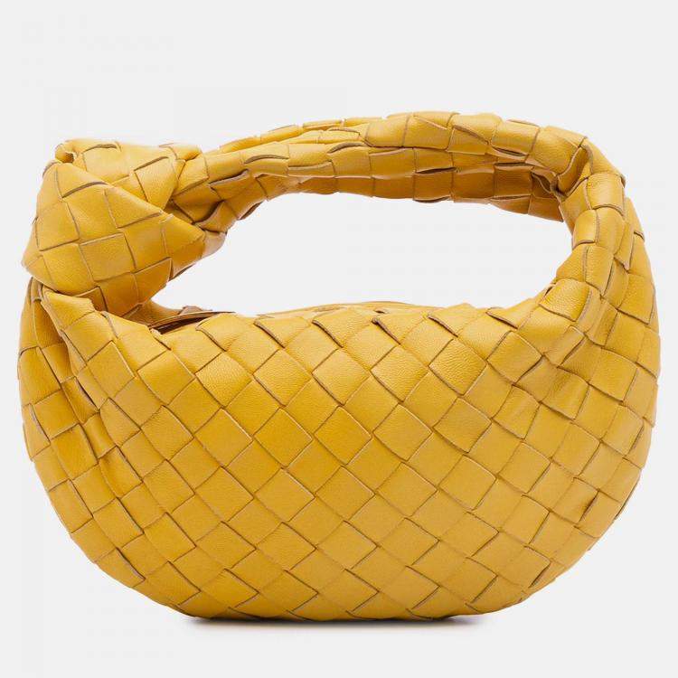 Pre Owned Bottega Veneta Yellow Mini Nappa Intrecciato Jodie