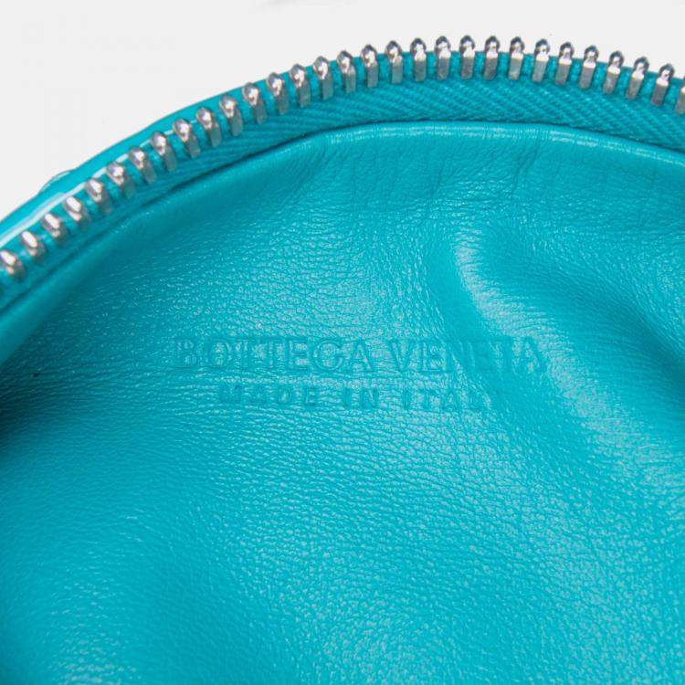 Pre Owned Bottega Veneta Blue Mini Patent Intrecciato Jodie