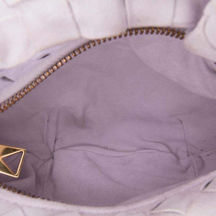 Pre Owned Bottega Veneta Purple Mini Suede Intrecciato Jodie