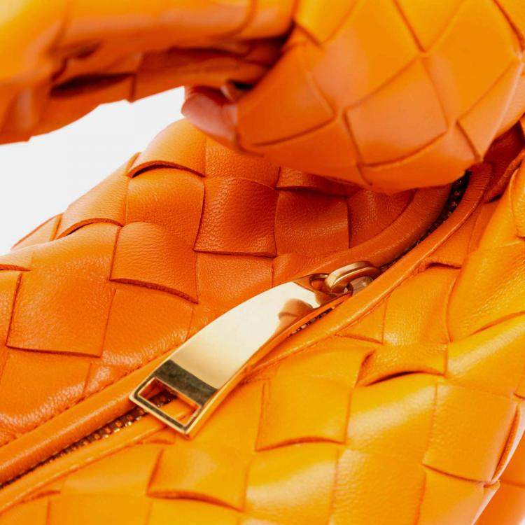 Pre Owned Bottega Veneta Orange Mini Nappa Intrecciato Jodie