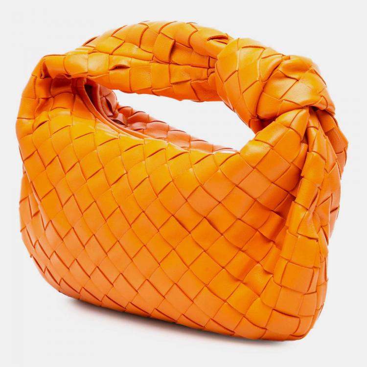 Pre Owned Bottega Veneta Orange Mini Nappa Intrecciato Jodie