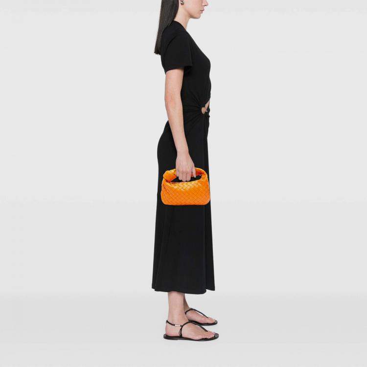 Pre Owned Bottega Veneta Orange Mini Nappa Intrecciato Jodie