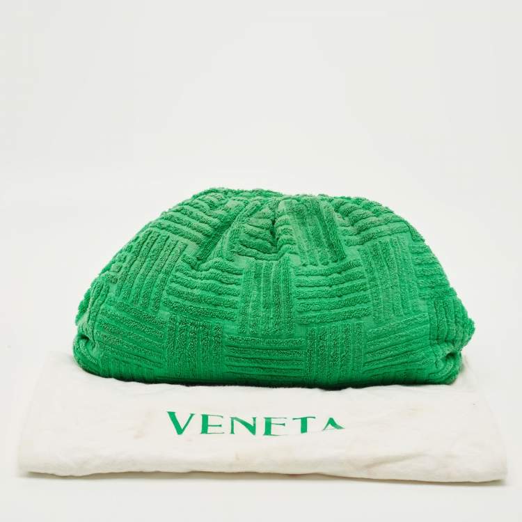 Pre Owned Bottega Veneta Green Terrycloth Fabric Teen The Pouch Clutch