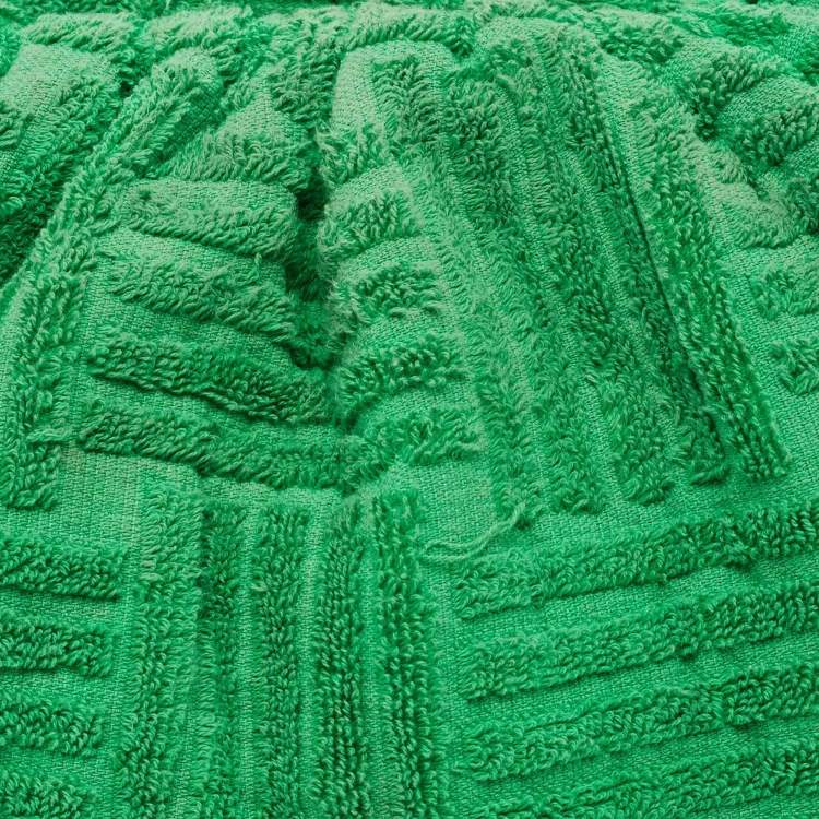 Pre Owned Bottega Veneta Green Terrycloth Fabric Teen The Pouch Clutch