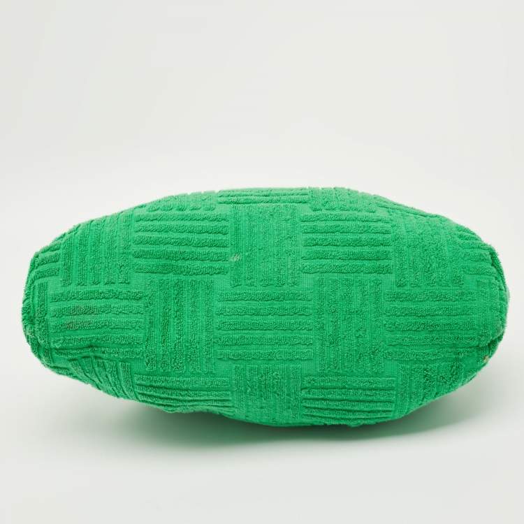 Pre Owned Bottega Veneta Green Terrycloth Fabric Teen The Pouch Clutch